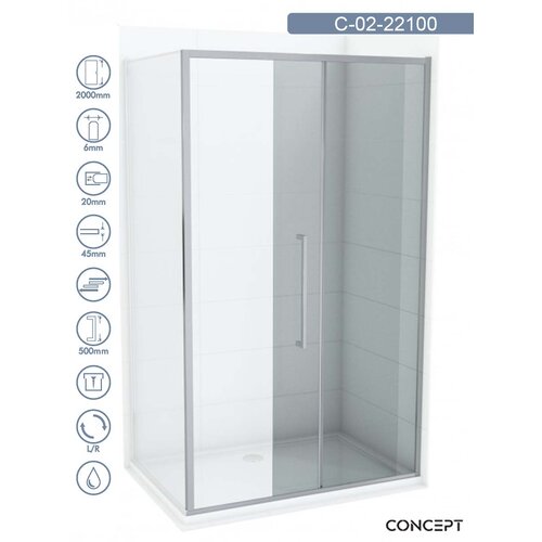 Copen tu&amp;scaron; paravan devon, providno staklo 6mm, srebrni ram, 100x200cm Slike