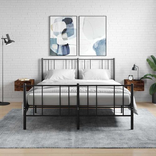  Zidni noćni ormarići 2 kom dimljenog hrasta 35x35x20 cm Smeđa Slike