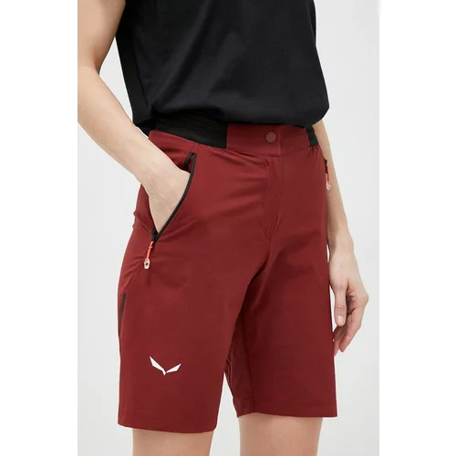 Salewa Kratke outdoor hlače Pedroc DST boja: bordo, glatki materijal, srednje visoki struk