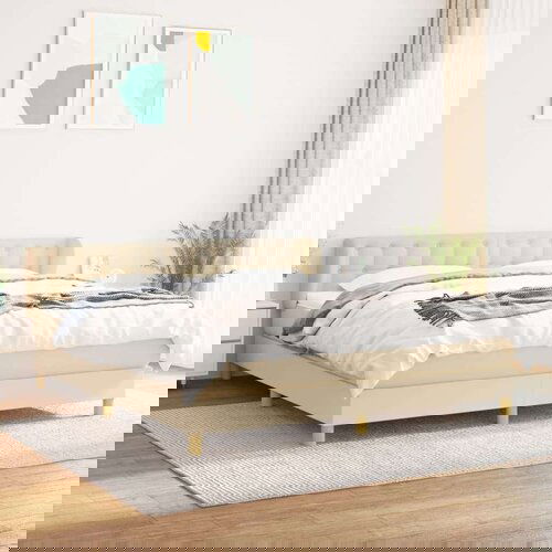  Krevet s oprugama i madracem krem 160x200 cm od tkanine Slike