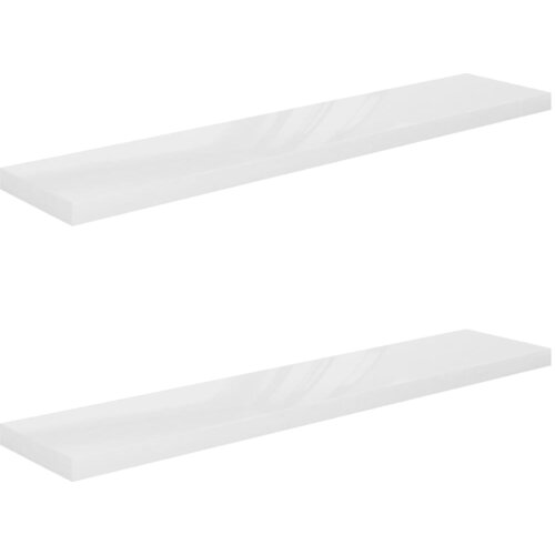 Maison Chic 2 kosi Lebdeče Stenske Police - Viseče police sijaj bele 120x23,5x3,8 cm MDF, (21793811) Cene
