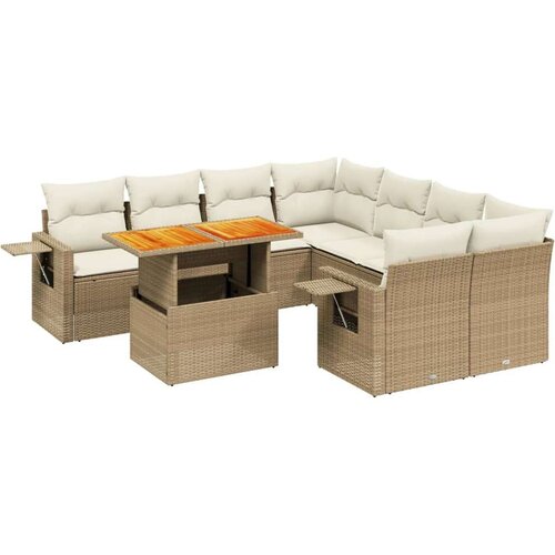 vidaXL 9-dijelni set vrtnih sofa s jastucima bež od poliratana Cijene