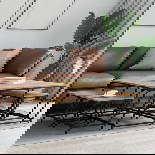 The Living Store Komplet mizic 5-delni sonoma hrast inženirski les - Komplet Klubskih Mizic, (21657523) Cene