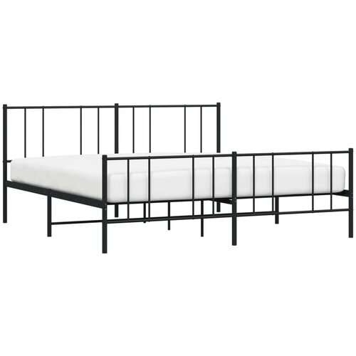 VidaXL Metalni okvir kreveta uzglavlje i podnožje crni 193x203 cm Slike