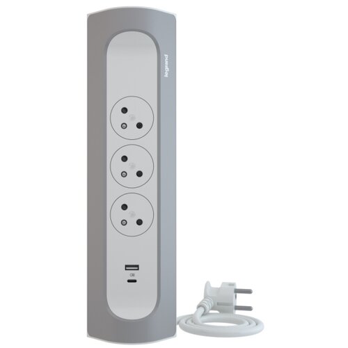 Legrand 049406 - Produžni kabl 3 utičnice Tip E + USB-A + USB-C 1 m srebrna/bela Slike