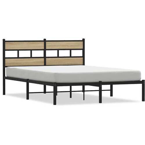 Maison Chic Kovinski Posteljni okvir - Dvoposteljna postelja - Zakonska postelja brez vzmetnice sonoma hrast 140x190 cm, (21694189) Slike