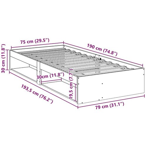  Dnevni krevet bez madraca bijeli 75x190 cm od masivne borovine Slike