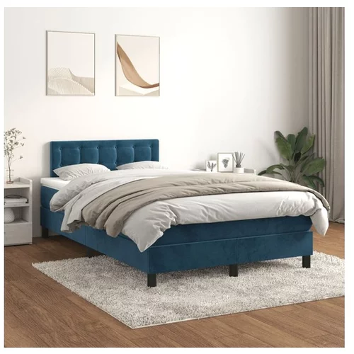 vidaXL Box spring postelja z vzmetnico temno modra 120x200 c