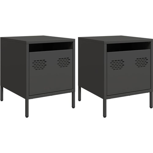 Maison Chic Dvo delni komplet Nočne omarice - Nočne mize črna 35x39x43,5 cm jeklo, (21688481) Slike