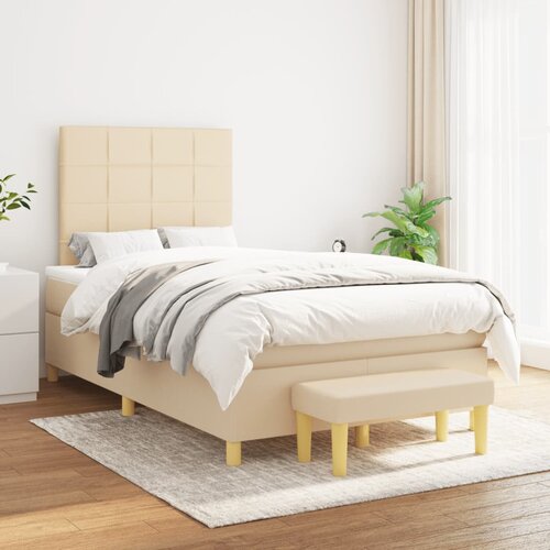 The Living Store Box spring postelja z vzmetnico krem 120x200 cm blago - Box Spring Postelja, (21503597) Cene