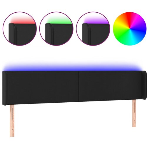 Maison Chic led posteljno vzglavje - vzglavna omarica - nočna omarica črno 163x16x78/88 cm umetno usnje, (21712092) Slike