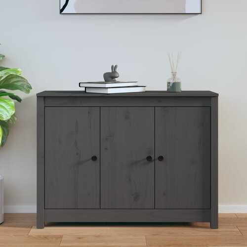 The Living Store Komoda siva 100x35x74 cm trdna borovina - Komoda, (21662757) Cene