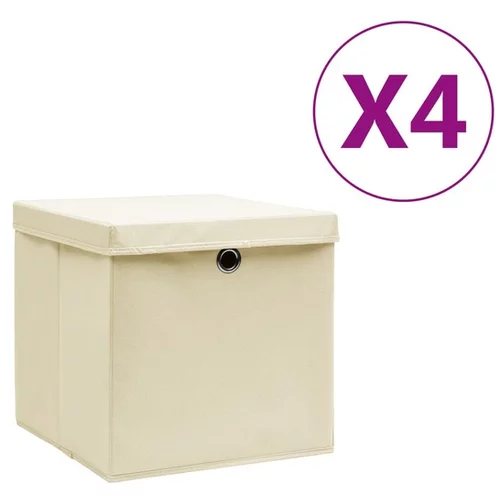  Škatle s pokrovi 4 kosi 28x28x28 cm krem
