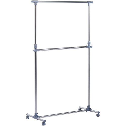 HOMCOM stojalo za oblačila z nastavljivo vi&scaron;ino in podalj&scaron;kom, 4 vrtljiva kolesca, iz nerjavečega jekla in ABS, 165x48x180cm, (20755356) Cene
