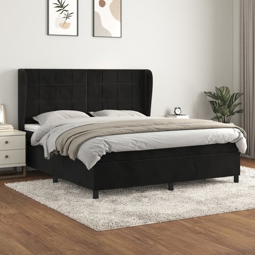 VidaXL Krevet s oprugama i madracem crni 180x200 cm bar&amp;scaron;unasti Slike