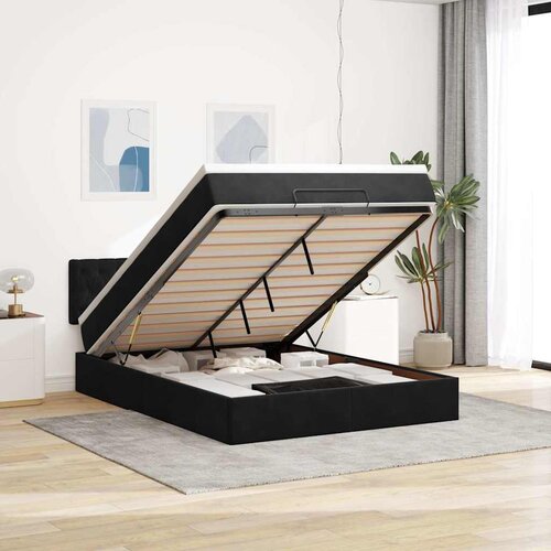 VidaXL Otomanski krevet s madracem&amp;amp;LED crni 140x190 cm bar&amp;scaron;unasti Slike