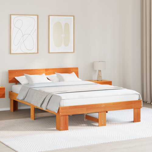  Konstrukcija postelje z vzglavjem Voskast rjav 150 x 200 cm, (5000125843) Cene