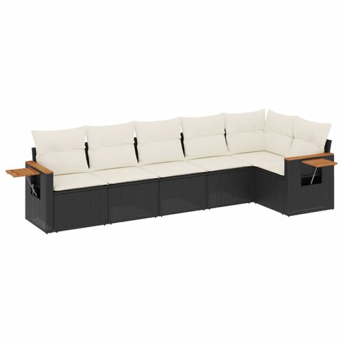 vidaXL 6-dijelni set vrtnih sofa s jastucima crni od poliratana Cijene