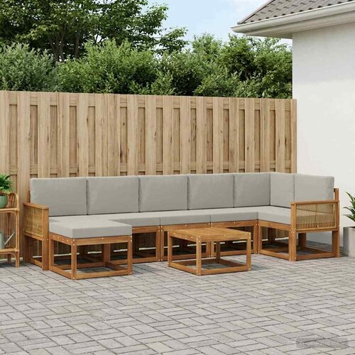  Set vanjskih sofa 8 kom. Prirodna i svjetlosiva Poliester Slike