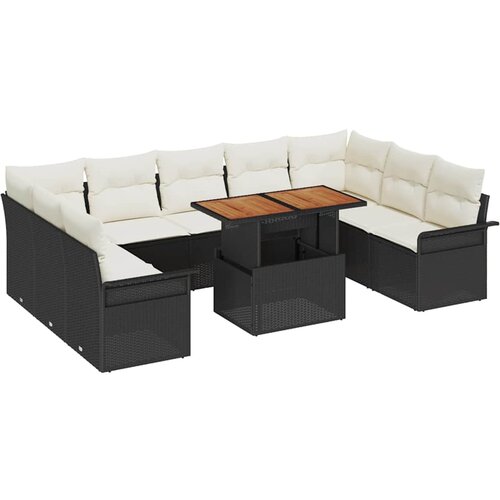 vidaXL Vrtna sedežna garnitura s shranjevanjem 10 pcs Črna Poly ratan, (5000021580) Cene