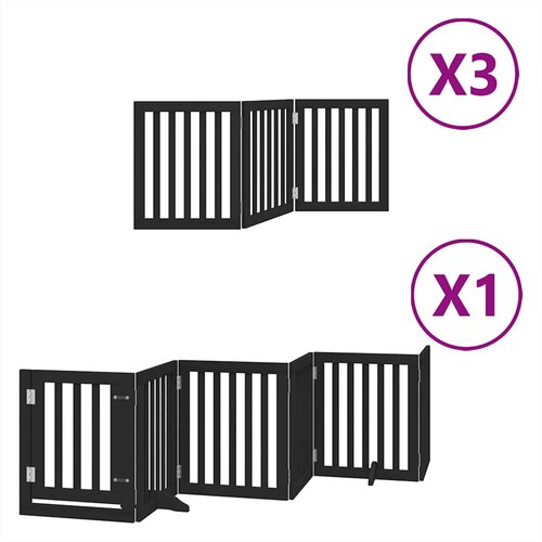 vidaXL Ograda za pse z vrati zložljiva 15 panelov črna 750 cm les, (5000157533) Cene