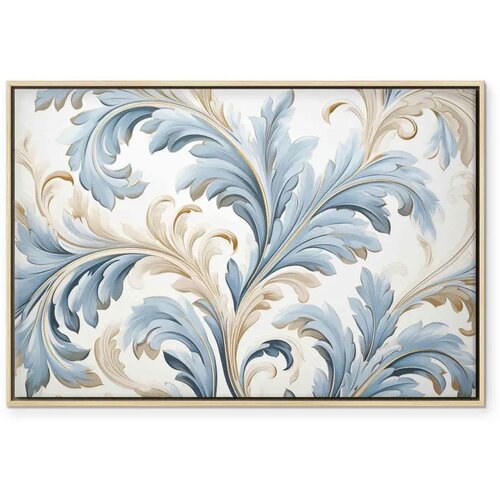  Slika - Baroque Ornaments in Light Cream-Blue Hues 90x60 U prirodnom drvenom okviru Cene