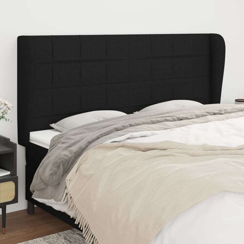  Uzglavlje s u&amp;scaron;ima crno 203x23x118/128 cm od tkanine Slike