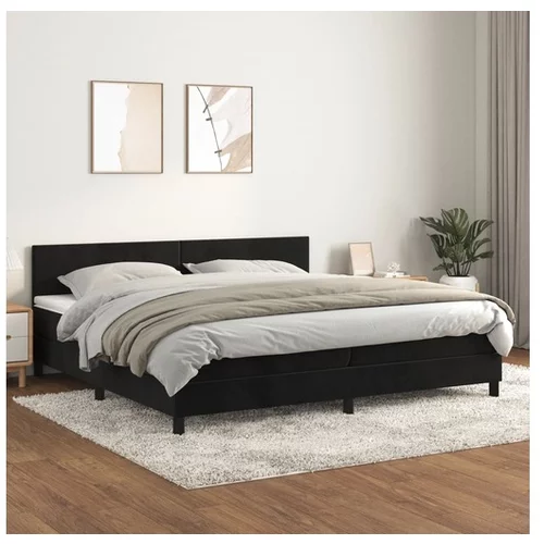  Box spring postelja z vzmetnico črna 200x200 cm žamet