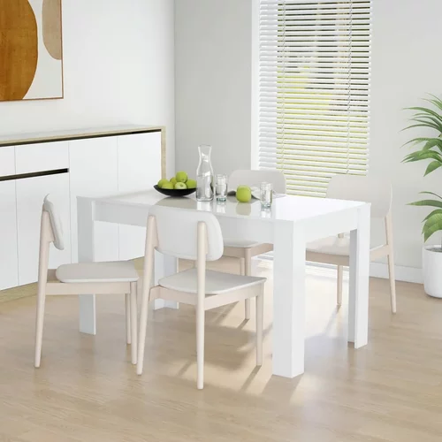 vidaXL Jedilna miza visok sijaj bela 140x74,5x76 cm iverna plošča