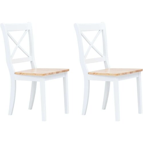 vidaXL Blagovaonske stolice od drva kaučukovca 2 kom bijele Cijene