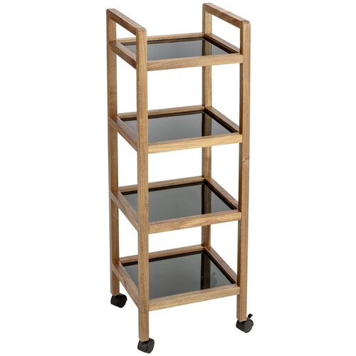 Wenko Crna/u prirodnoj boji kupaonska polica od masivnog bagrema 35x101,5 cm Fondi – Cijene