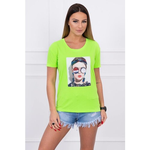 Kesi Blouse with women&amp;#039;s graphics green neon Slike