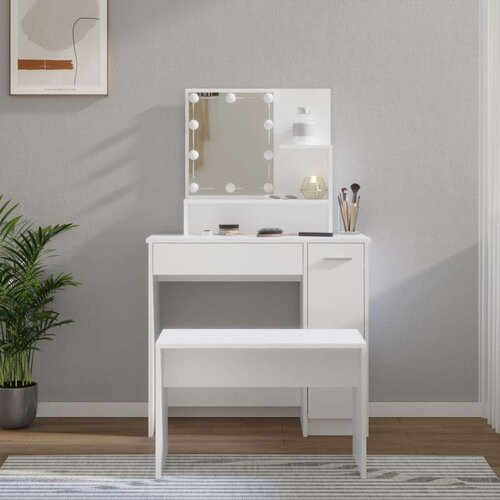  Set toaletnog stolića LED bijeli od konstruiranog drva Cijene