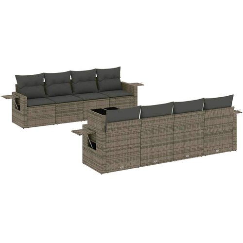  9-dijelni set vrtnih sofa od poliratana s jastucima svjetlosivi Slike