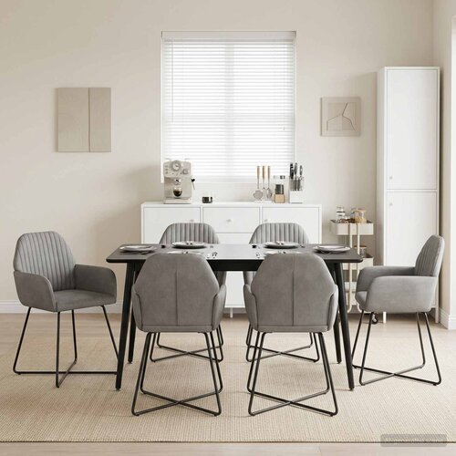  Trpezarijske stolice 6 pcs Baršun Svjetlosiva 55 x 50 x 84 cm Cene