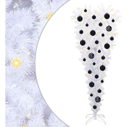 VidaXL Umjetno božićno drvce s stalakom Bijelo 120 cm PVC i čelik - Crna 120 cm Slike
