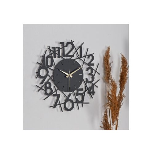 WALLXPERT Zidni sat-ravnalo - 1, 41x41 cm, crno Cijene
