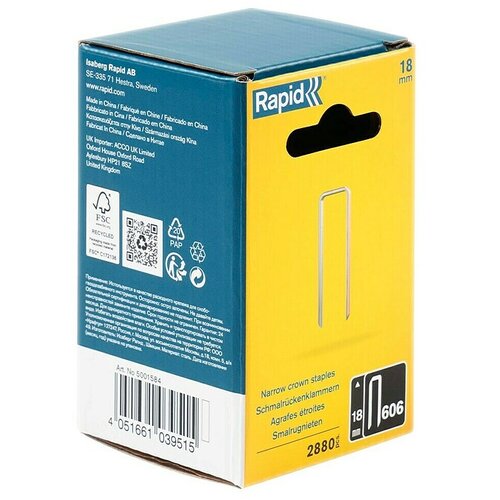 Rapid Sponka z ozkim hrbtom (Globina spenjanja: 18 mm, &Scaron;irina hrbta: 6 mm, 2.880 kos) Cene