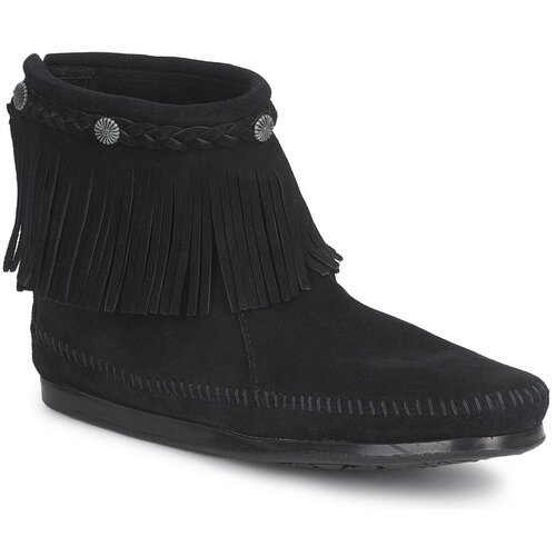 Minnetonka Pol&amp;scaron;kornji HI TOP BACK ZIP BOOT Črna Slike