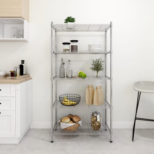 vidaXL 5-nadstropni regal 90x35x180 cm krom 250 kg Cene