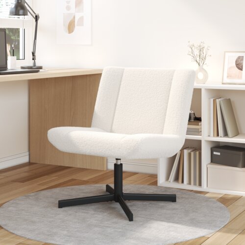VidaXL Naslonjač Krem Tkanina Srednji Ergonomski Naslonjač Kvadratni Slike