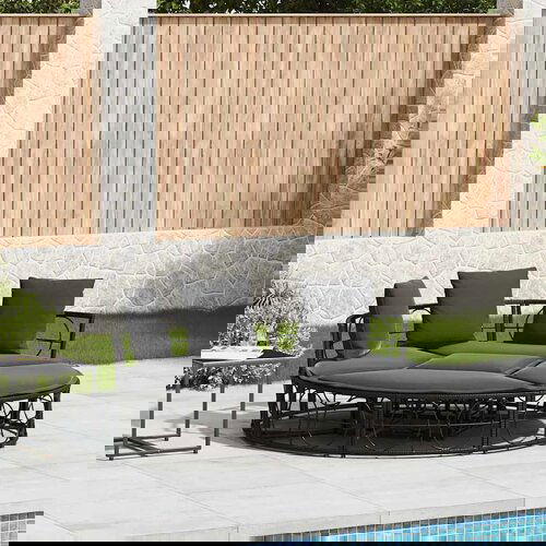 vidaXL Zunanja lounge postelja brez baldahina Black Poly Rattan Cene