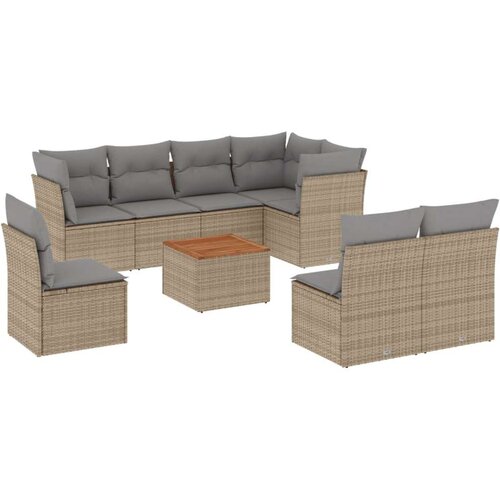 VidaXL 9-dijelni set vrtnih sofa s jastucima bež od poliratana Slike