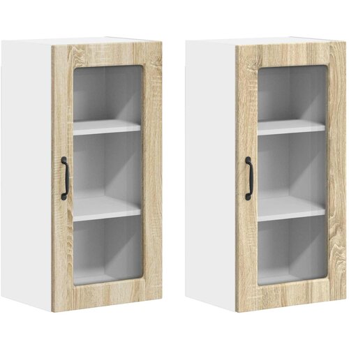  Zidni stakleni ormarić Lucca 2 pcs Hrast sonoma 40 x 31 x 80 cm Slike