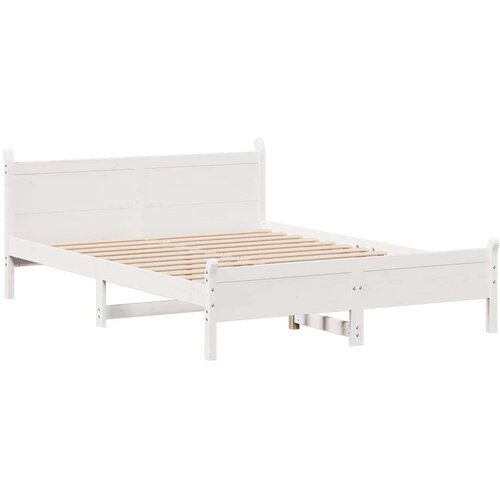 VidaXL Okvir kreveta bez madraca bijeli 135 x 190 cm masivna borovina Slike