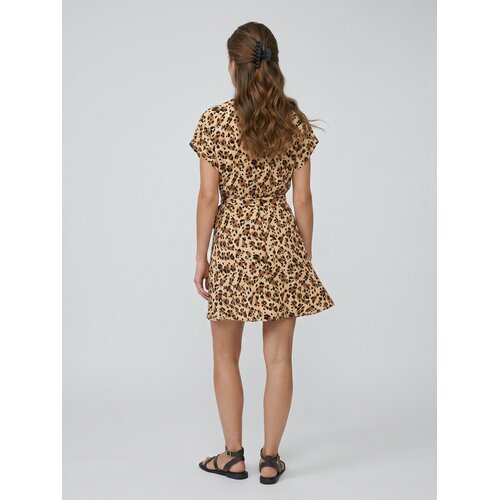 Sinsay Viskozna mini haljina s pojasom s leopard uzorkom Slike