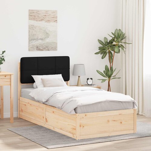 vidaXL Posteljni okvir z oblazinjenim vzglavjem Črna 100 x 200 cm Cene