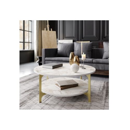 Hanah home Versy Sto za dnevnu sobu, Bijelo-Zlatna Slike