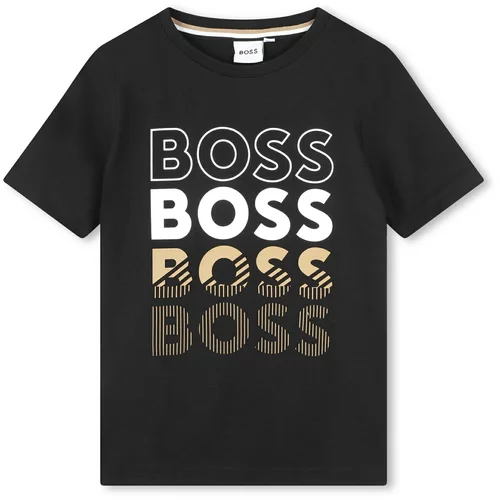 BOSS Kidswear Majica bež / crna / bijela