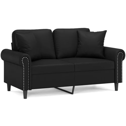 MAISON CHIC kavč - Sofa - Kanape dvosed z okrasnimi blazinami črn 120 cm umetno usnje, (21727933)